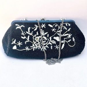 Vintage Christiana Black and White Beaded Purse/Clutch